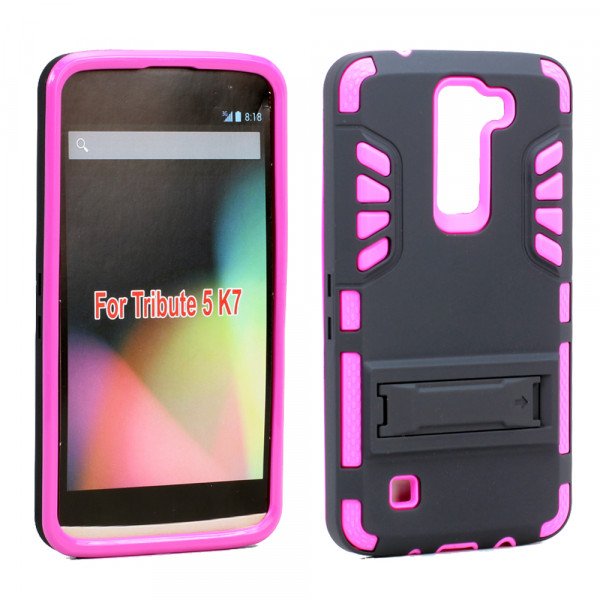 Wholesale LG Tribute 5 K7 Hard Shield Hybrid Case (Hot Pink)